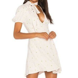 Free People Abbie Mini Dress Size 6 Ivory Dot Reversible New